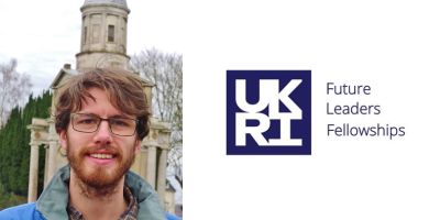 An image of Dr Declan Finney next to the UKRI Future Leaders Fellowship logo