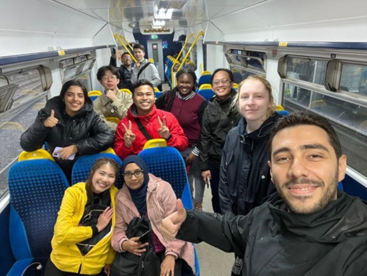 Photo of Sophie Coates and classmates after the Metropoly trip, where ITS students travelled in teams all over West Yorkshire via bus and train in order to try and gain the most points.