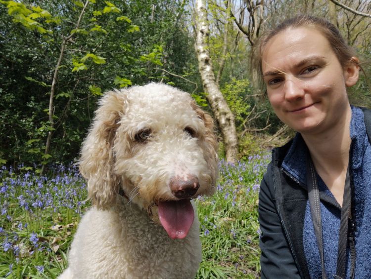 Image of geography Masters student Jessica Arkesden with her dog.