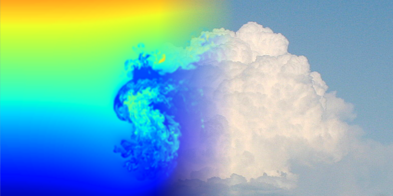 A photograph of a cloud with a light ray spectrum.
