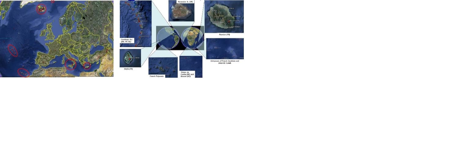 Geographical distribution of European volcanoes