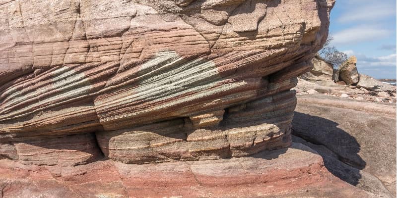 cross bedding in red sandstone, Scotland