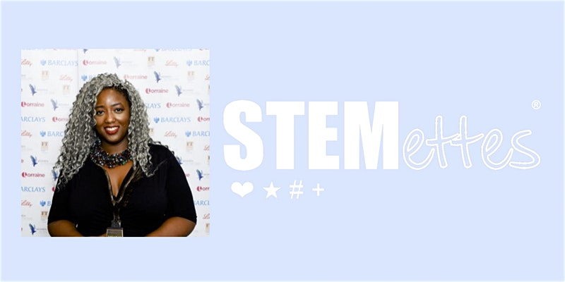 Image of Dr Anne-Marie Imafidon and the logo of &quot;STEMettes&quot;