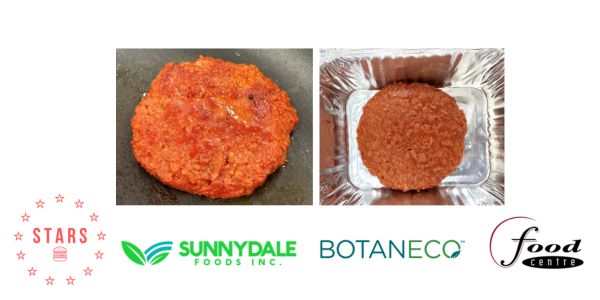 images of plant-based burgers and logos