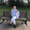 Stella Ferguson sat on a bench