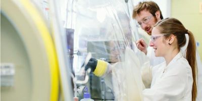 Two PhD researchers from the University of Leeds using facilities in the Faculty of Environment.