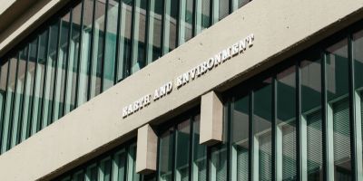 Close up of the Earth and Environment building windows