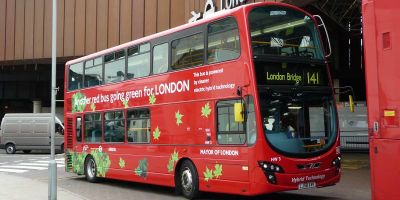 An hybrid red London bus