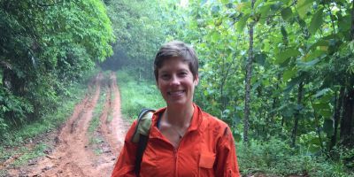 Dr Sarah Batterman on site in a tropical forest