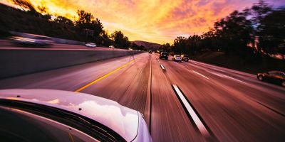 Image of car on road at night