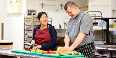 Simon Wood, Head of Food Development and Felisha Chong BSc Sustainability and Environmental Management student at the University of Leeds.