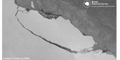 View of the A68 iceberg from a European Copernicus Sentinel-1 satellite image acquired on 30/07/2017