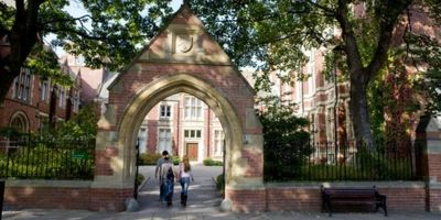 The exterior of the Great Hall at the University of Leeds.