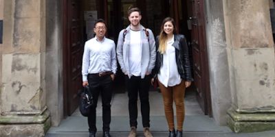 University of Leeds students outside Derbyshire Council County Hall