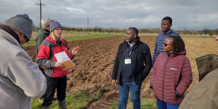 Dr Ruth Wade with the delegates at the University of Leeds Research Farm