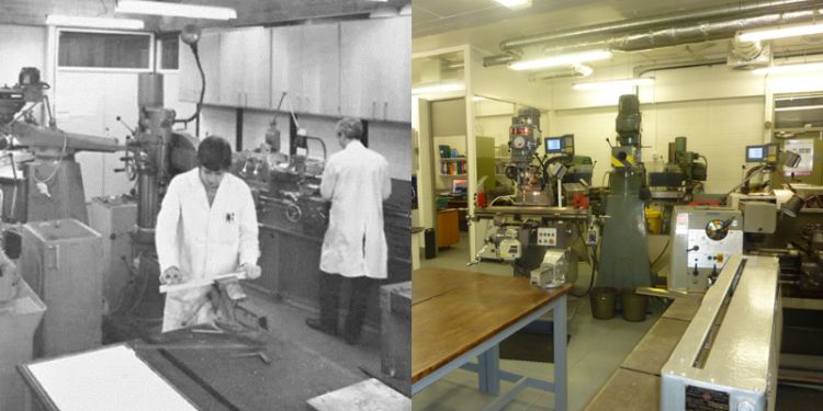 Photo of the Instrument lab from 1972 and now