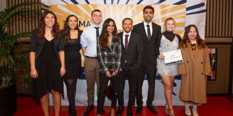 Sustainable Food Systems MSc students presenting their award for winning the Mayor's Innovation Award for Category 22-26 years