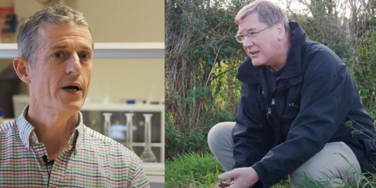 Screengrab images from the Why Wool Matters documentary: Dr Henry Greathead, left, and Professor Steve Banwart. Stills taken from Youtube/Campaign for Wool