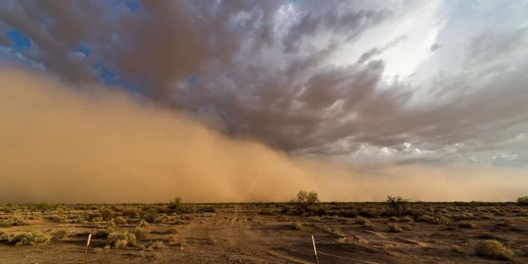 dust storm over the desert