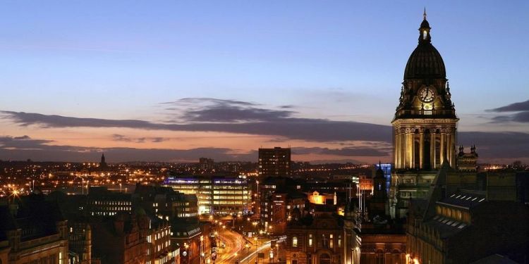 Leeds skyline in the evening