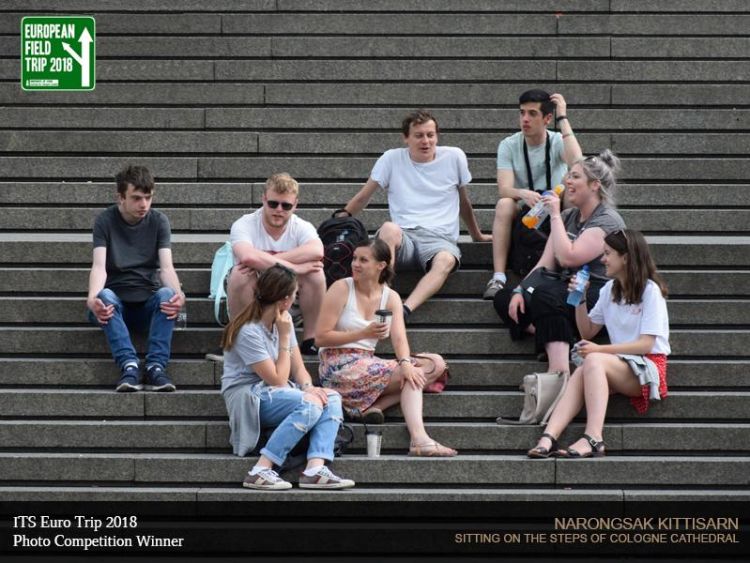 Narongsak Kittisarn's winning photo - sitting on the steps of Cologne Cathedral.