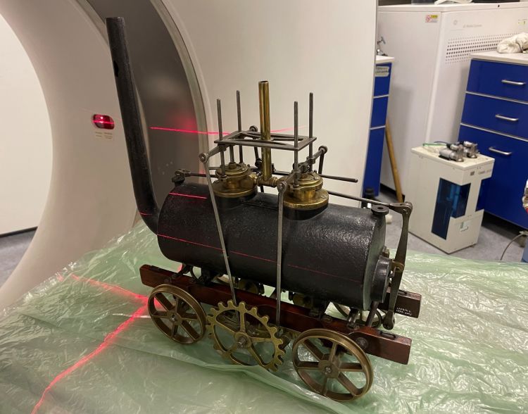 The model train on the CT scanner