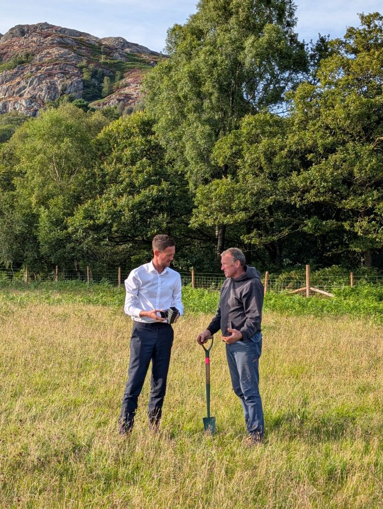 Minister Stephen Morgan and project member at the Upper Duddon project