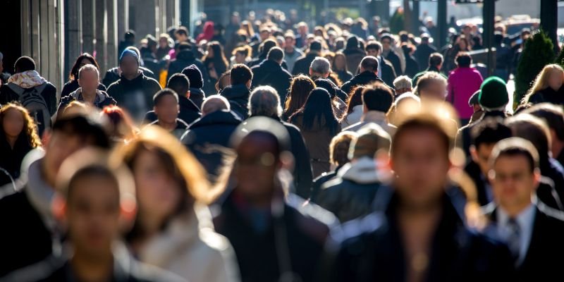 A busy street of pedestrians