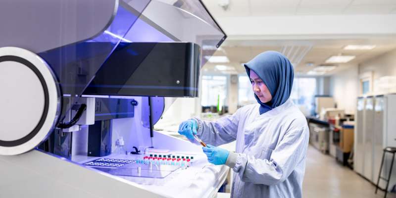 Researcher in environmental engineering lab