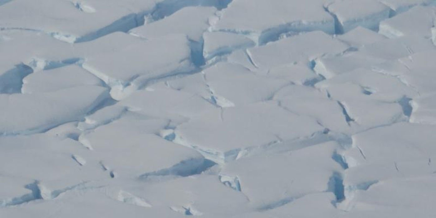 Crevasses on the surface of a glacier ice tongue