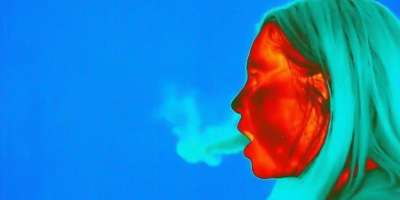 Infrared image of person breathing