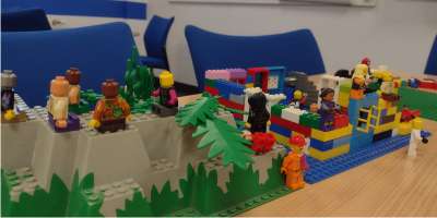 A Lego set built into a student's ideal university.