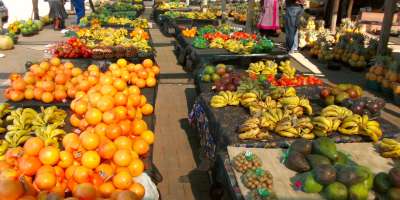 A fruit and vegetable market.