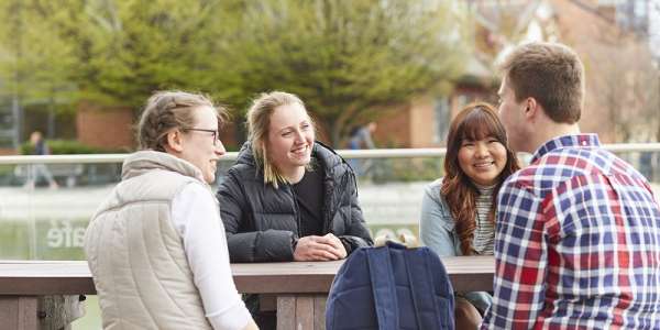 Students outside the food science building at the University of Leeds